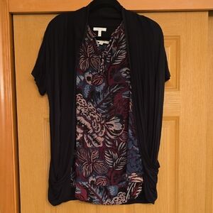 Great Deal!! LOFT Floral Top with Black Accents + Cozy Lightweight Sweater.